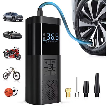 Tire Inflator Portable Air Compressor, 150PSI Car Tire Air Pump With Tire Pressure Gauge/LED