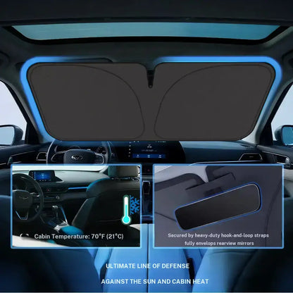 Foldable Laser Car Windshield Sun Shade / Fits Sedan/SUVs, MPVs.