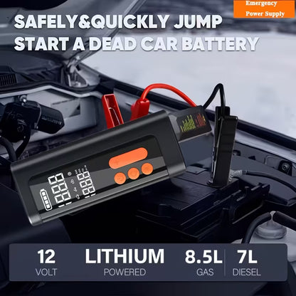 3000A Portable Starter Power Supply + Inflator Pump 7 in 1 Function
