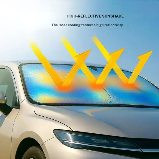 Foldable Laser Car Windshield Sun Shade / Fits Sedan/SUVs, MPVs.