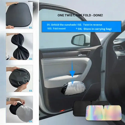 Foldable Laser Car Windshield Sun Shade / Fits Sedan/SUVs, MPVs.