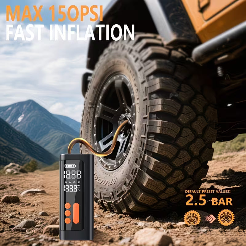 3000A Portable Starter Power Supply + Inflator Pump 7 in 1 Function