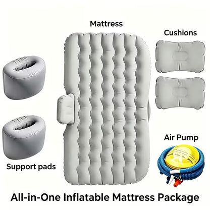 Inflatable Bed - Thickened Flocked PVC Material, Includes 2 Pillows + 1 Foot Pump + 1 Storage Bag + 2 Stakes + Inflatable Bed